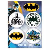 Набор закатных значков / значки круглые/ значки на рюкзак DC "Бэтмен" 4 шт.